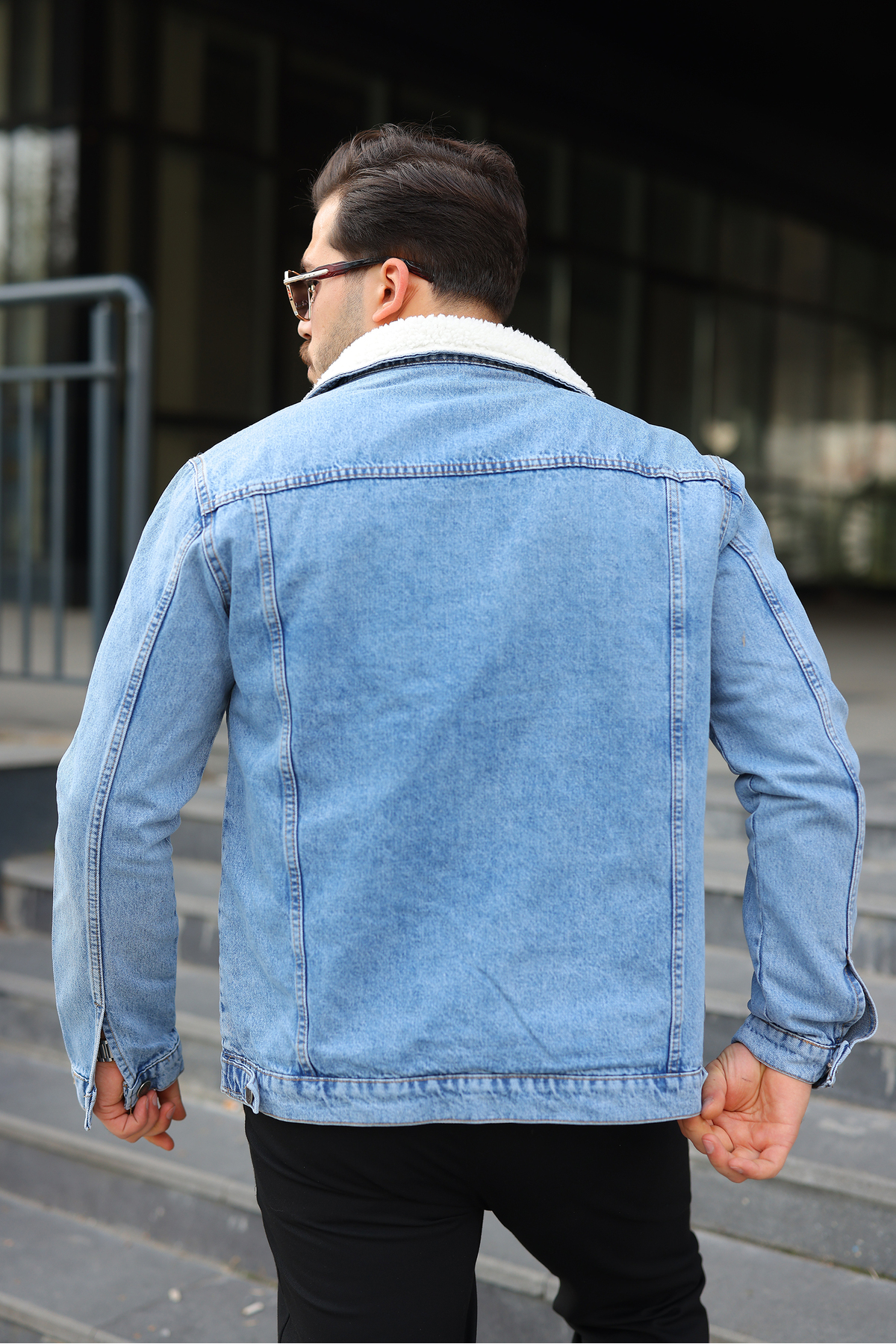 comstar  Erkek Trend Kışlık Içi Kürklü Kot Ceket - Görsel 5