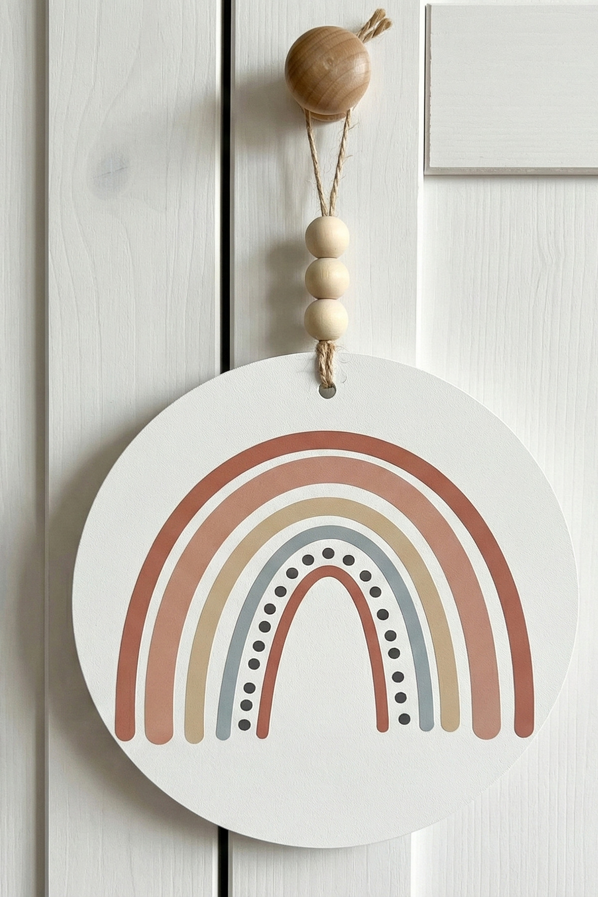 Bebek Odası Dekoratif Ahşap Dolap ve Çekmece Süsü - İskandinav Tarzı Boho Rainbow Kulp Askısı 4