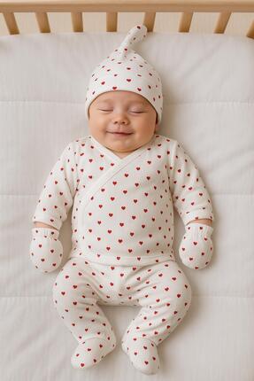 BYS BABY FASHION Organik Pamuklu Kalp Desenli Desenli 7'li Yenidoğan Kız- Erk...