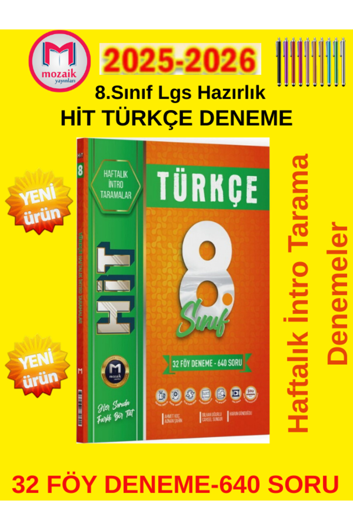 Mozaik Yayınları 8.Sınıf LGS Hazırlık Hit Türkçe 32 Föy Deneme 640