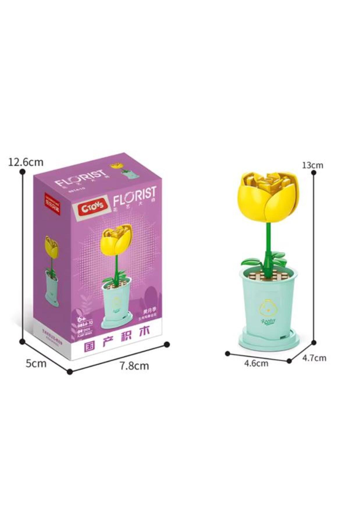 Ctoys Flower Blocks 8814-10 Rosa Chinensis – ست ۳۴ تکه بلوک‌های ساختنی گل (سنین ۶ سال به بالا)
