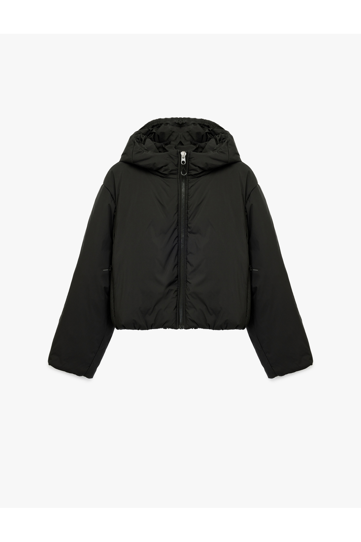 Koton  Fermuarlı Uzun Kollu Su İtici Kapüşonlu Crop Şişme Mont - Görsel 3