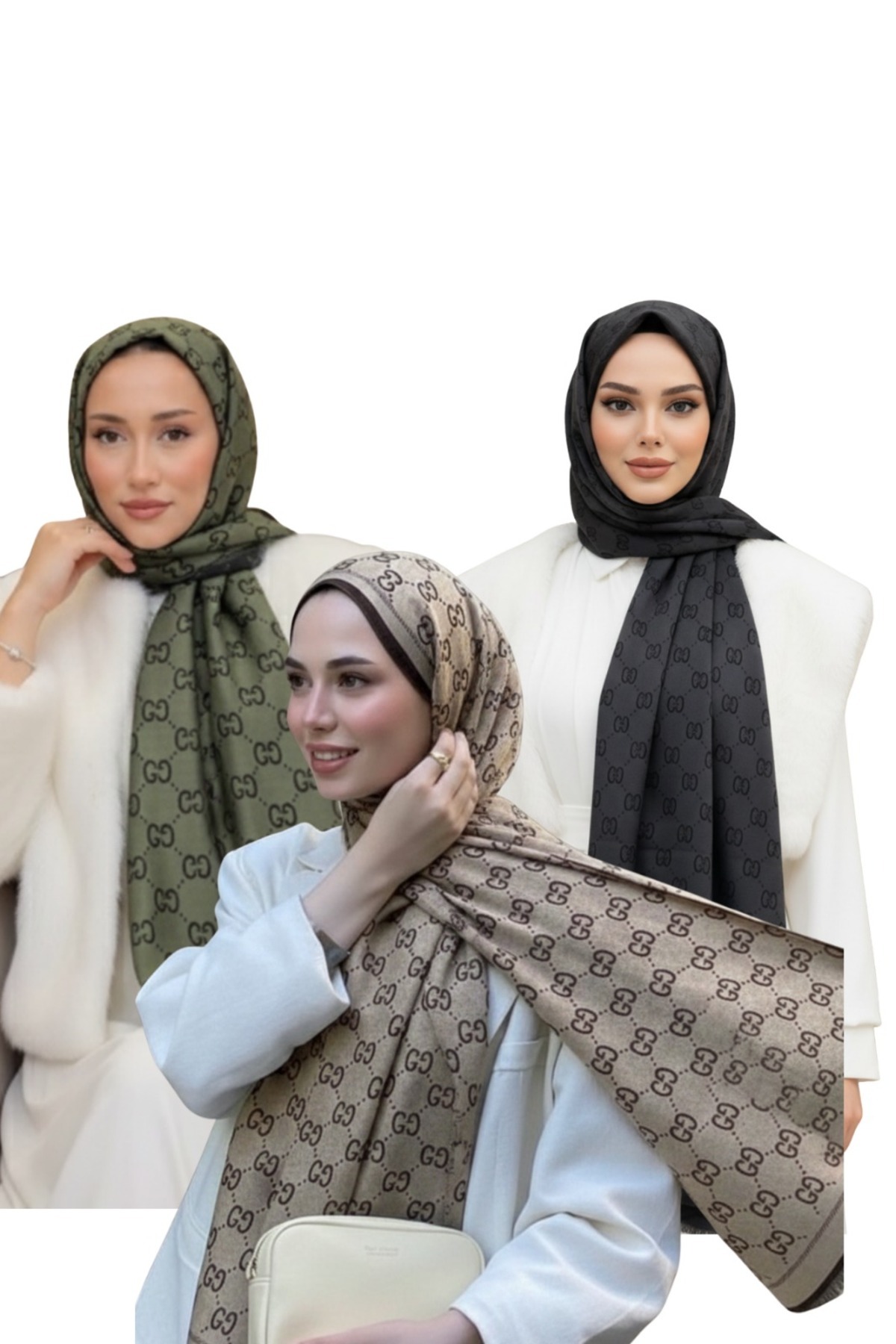 DeRosa  Jakar Çift Taraflı Şal Seti 3'lü Şal Hediye Seti