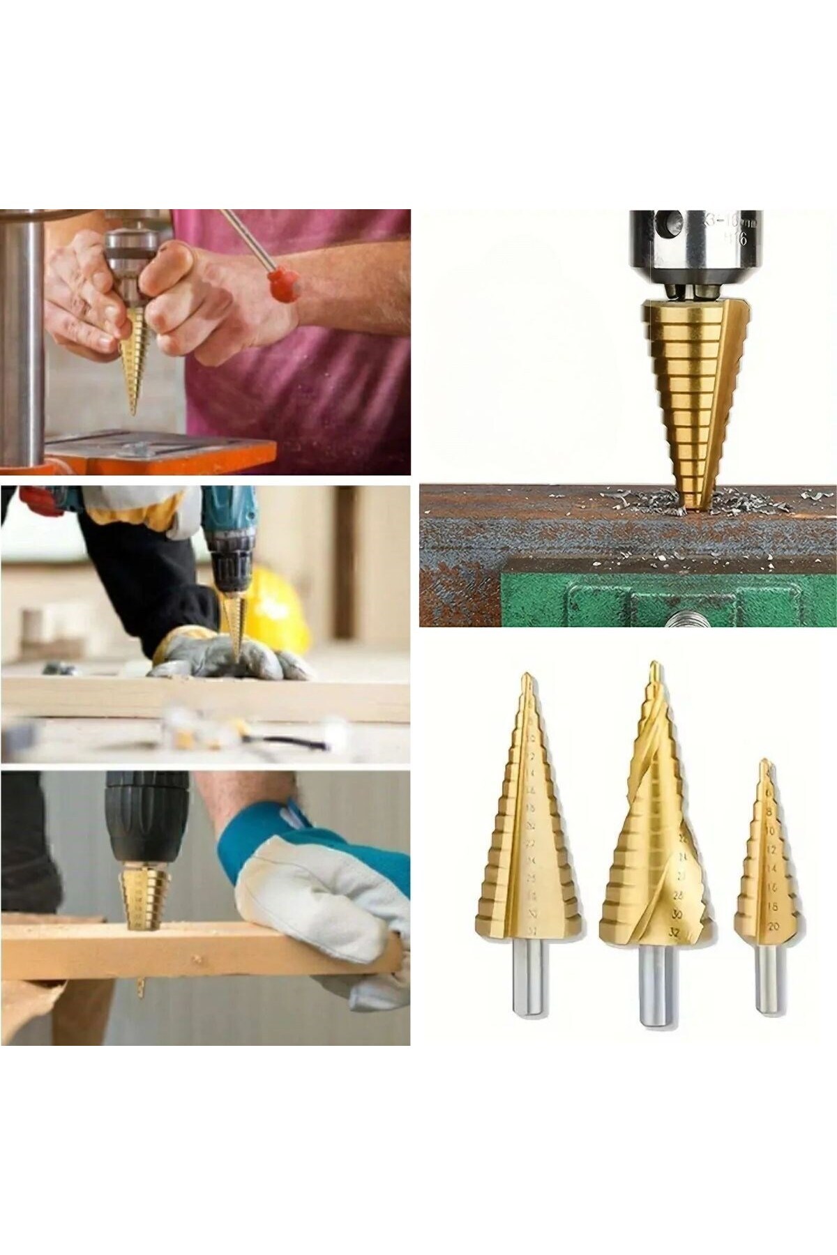 SARA 3 Parça Kademeli Matkap Ucu Paslanmaz Uç Sac Demir Delme Seti