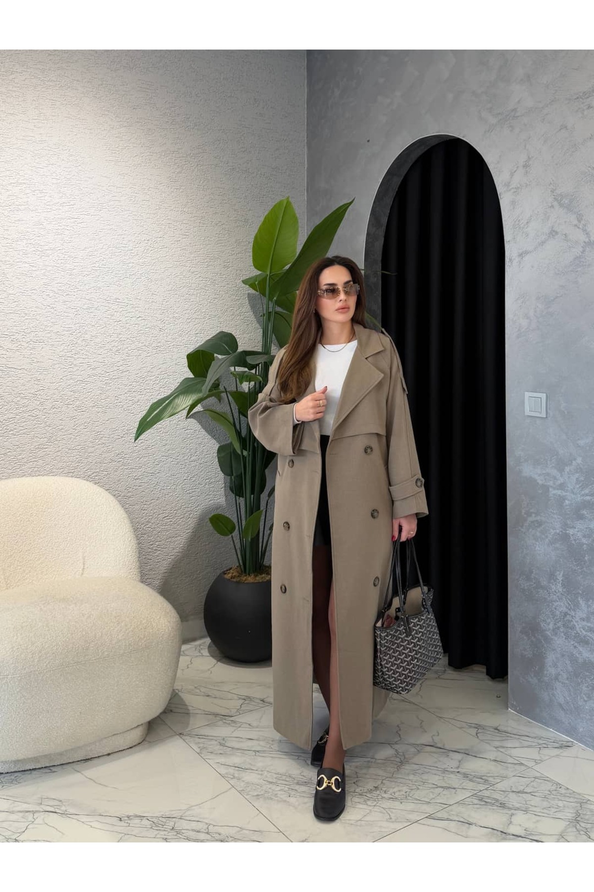 By Merve Darende ZR Model Premium Uzun Trenckot