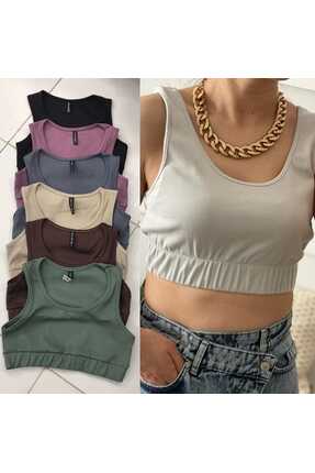 YORULMAZ Fitili Toparlayıcı Spor Beli Lastkli Crop (Bej)