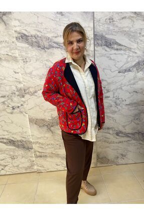 BE ATÖLYE BUTİK Kadın Çift Taraflı Pazen Ceket – Renkli Desenli & Düz Kullanı...