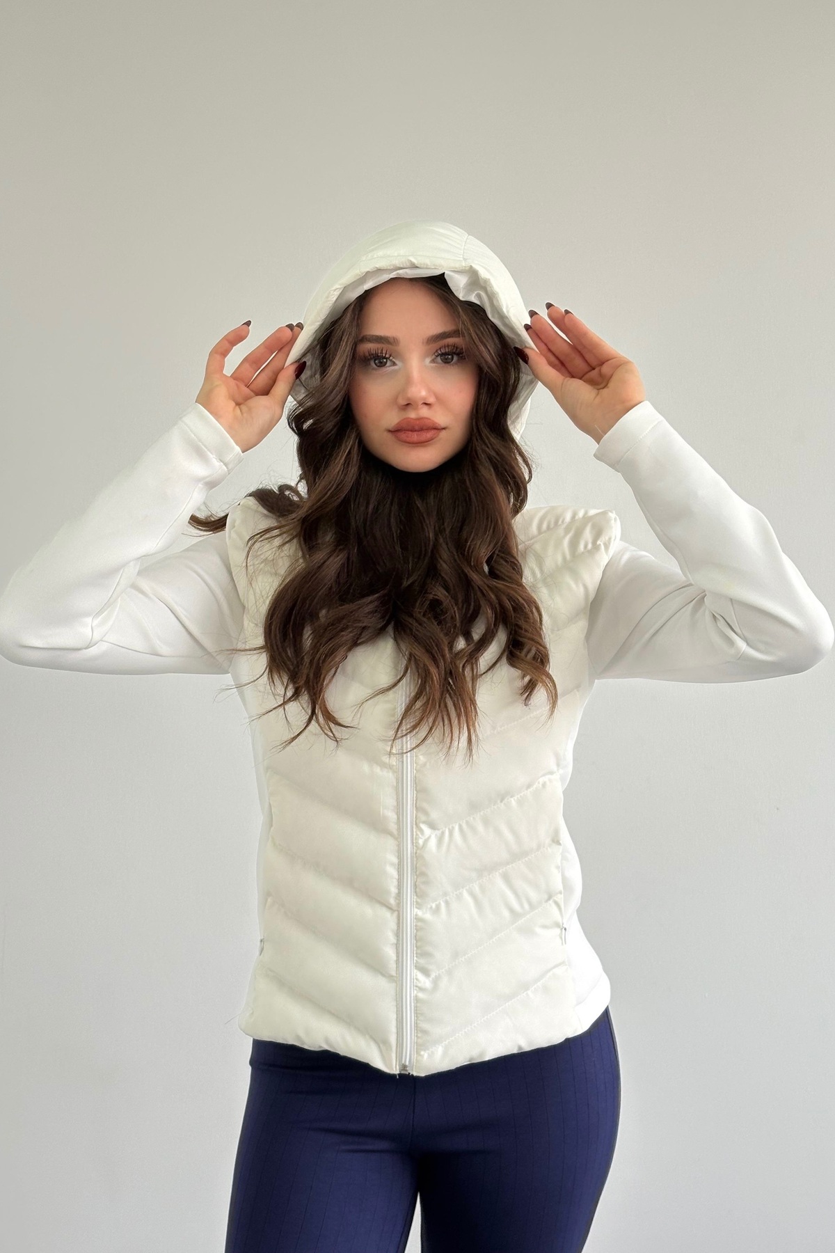 Moderk  ZRA Model Range Rover Mom Kontrast Şişme Mont Ceket Kadın Astarlı - Görsel 4