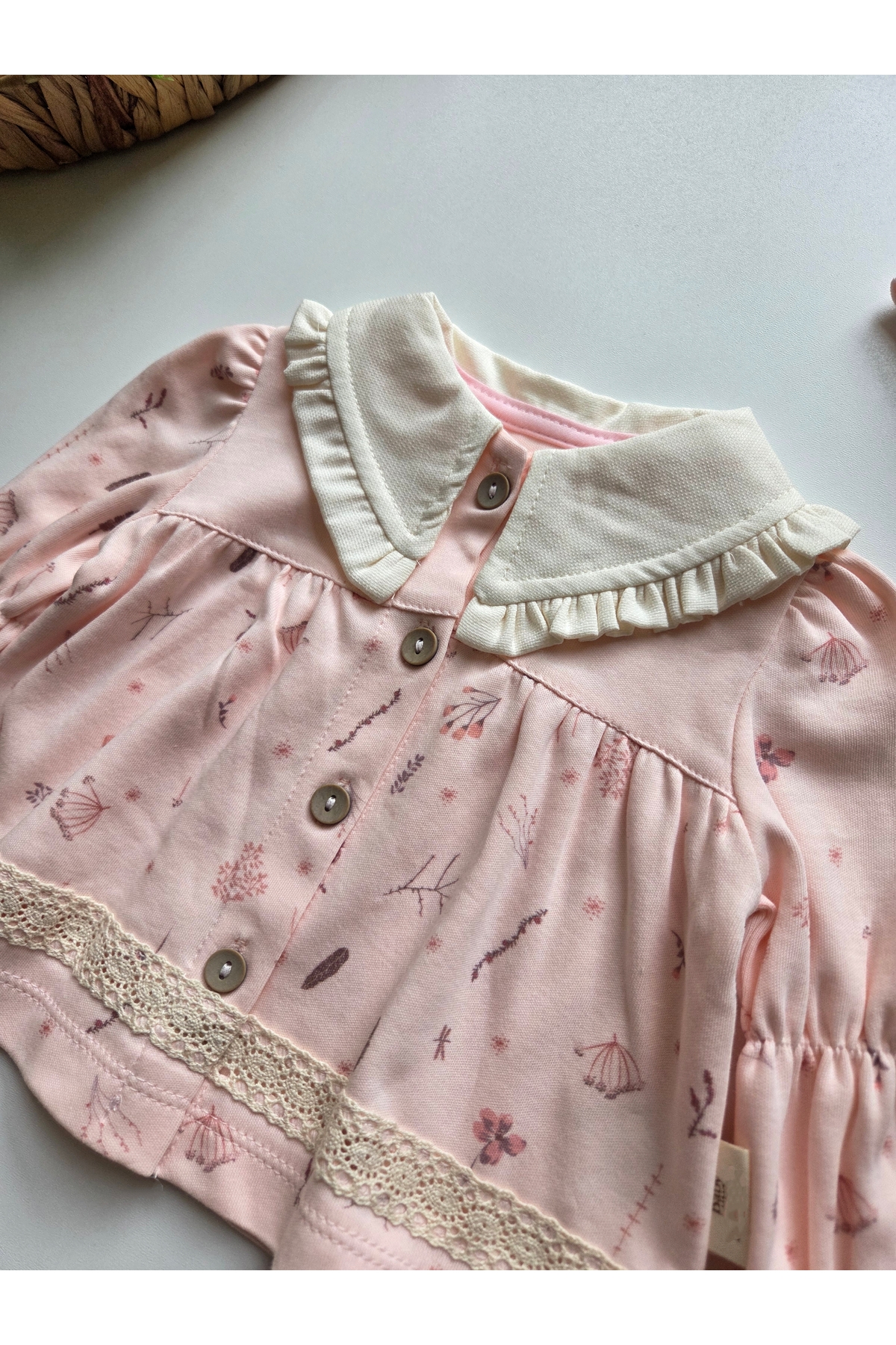 GizaKids %100 Pamuk Saç Bantlı Yenidoğan 3'lü Takım / Kız Bebek Hastane Çıkışı / Mevlit Kıyafeti fotoğrafı 4 (önizleme)