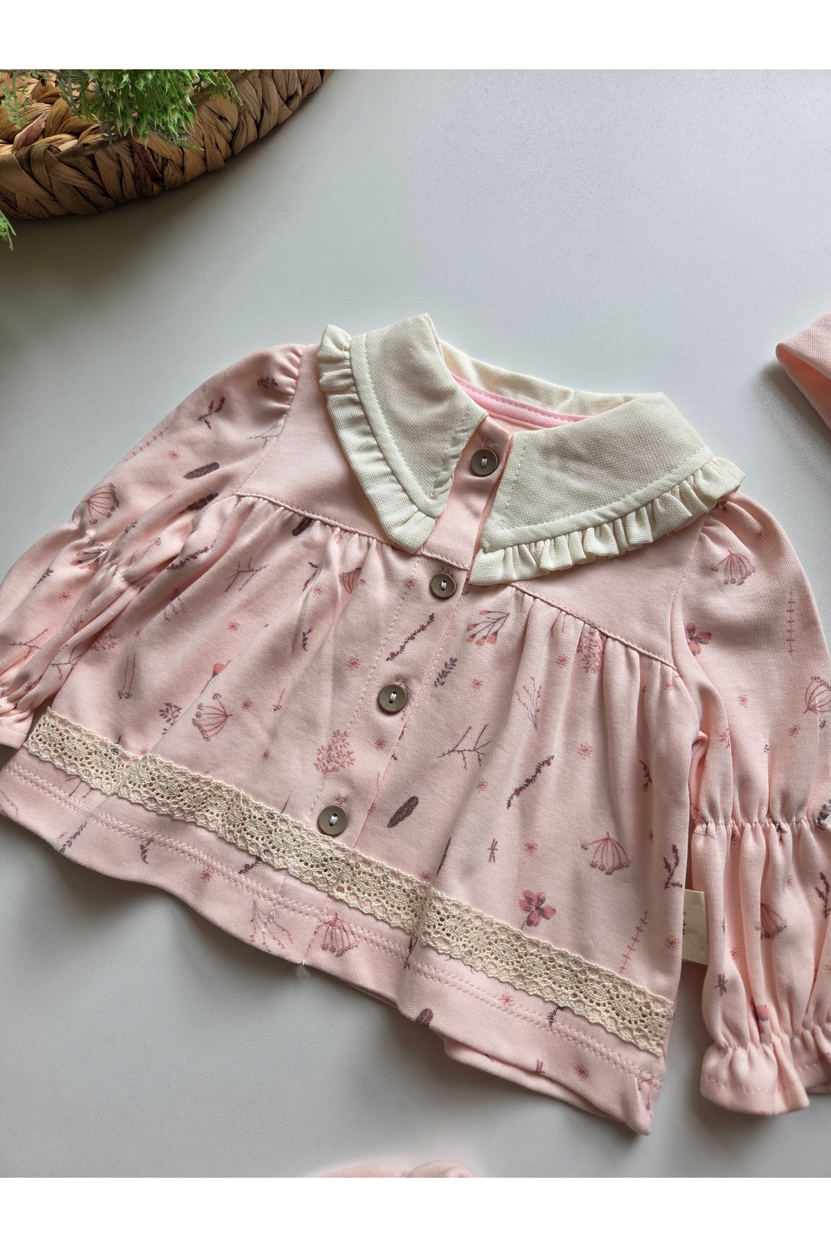 GizaKids %100 Pamuk Saç Bantlı Yenidoğan 3'lü Takım / Kız Bebek Hastane Çıkışı / Mevlit Kıyafeti fotoğrafı 3 (önizleme)