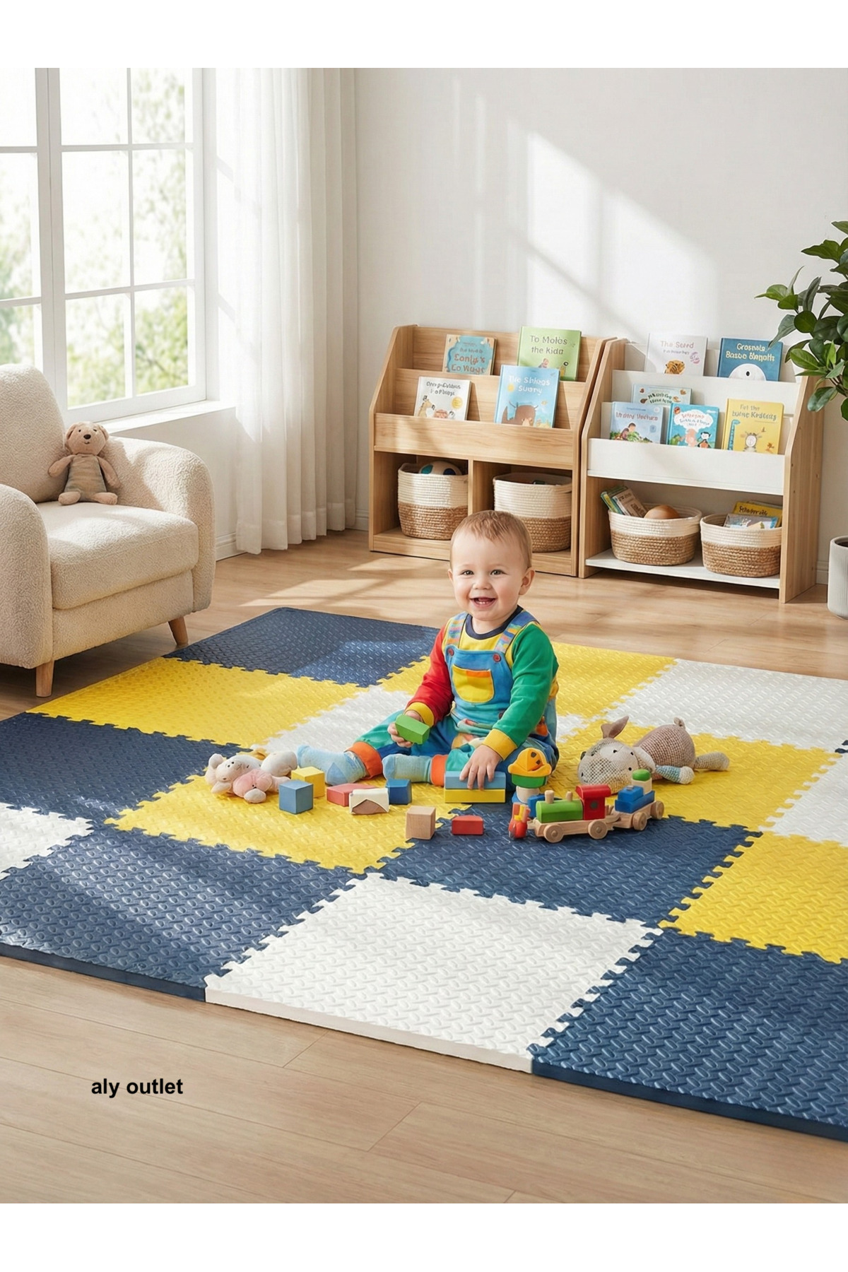 16 Pieces Premium 50x50 Puzzle Mat - 200x200 cm Installed Play Sports Mat Puzzle Carpet 15m