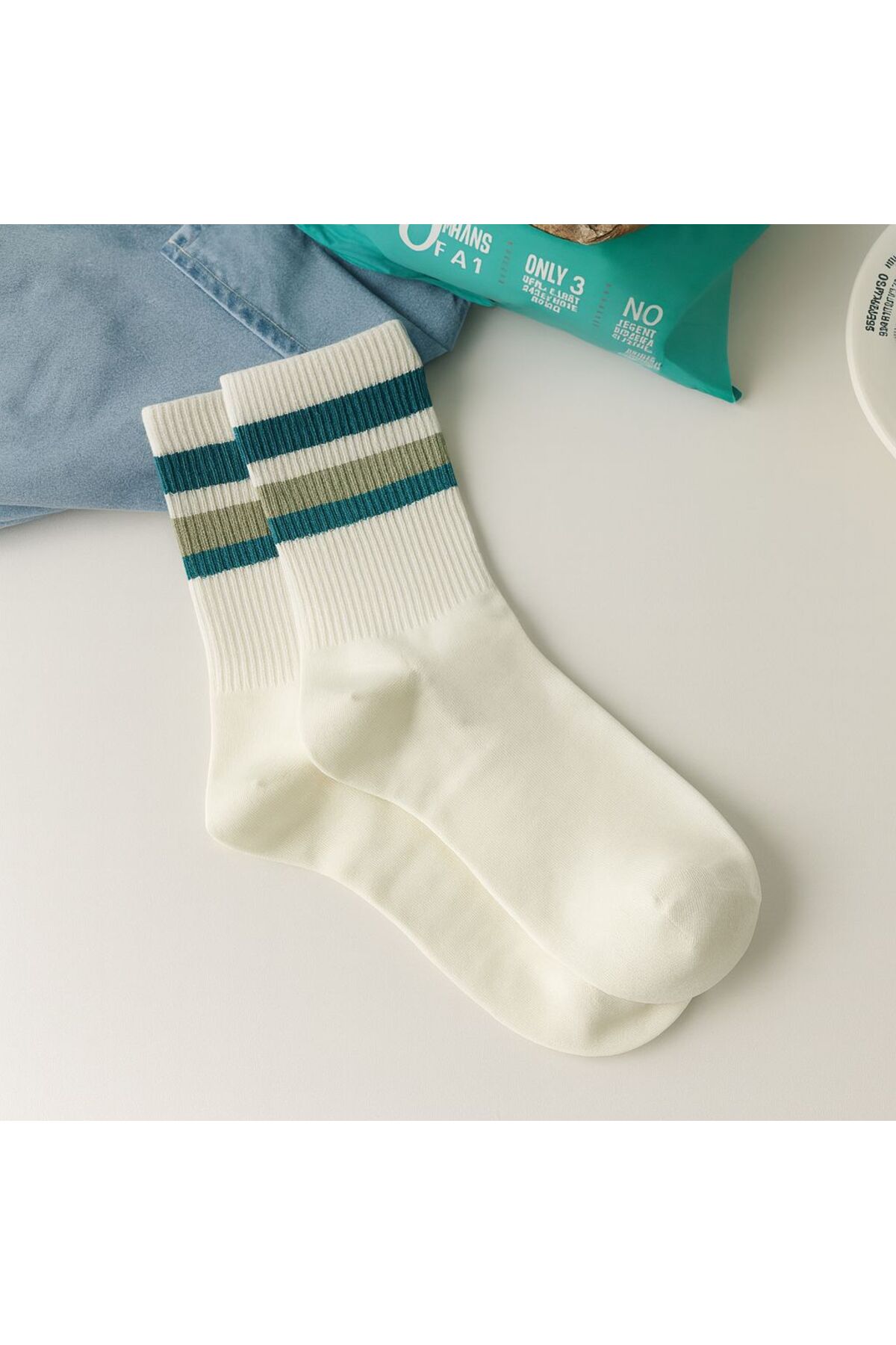 Sky Socks 5'li Ekonomik Paket Kolej Tarzı Desenli Unisex Tenis Çorap Seti görsel 2