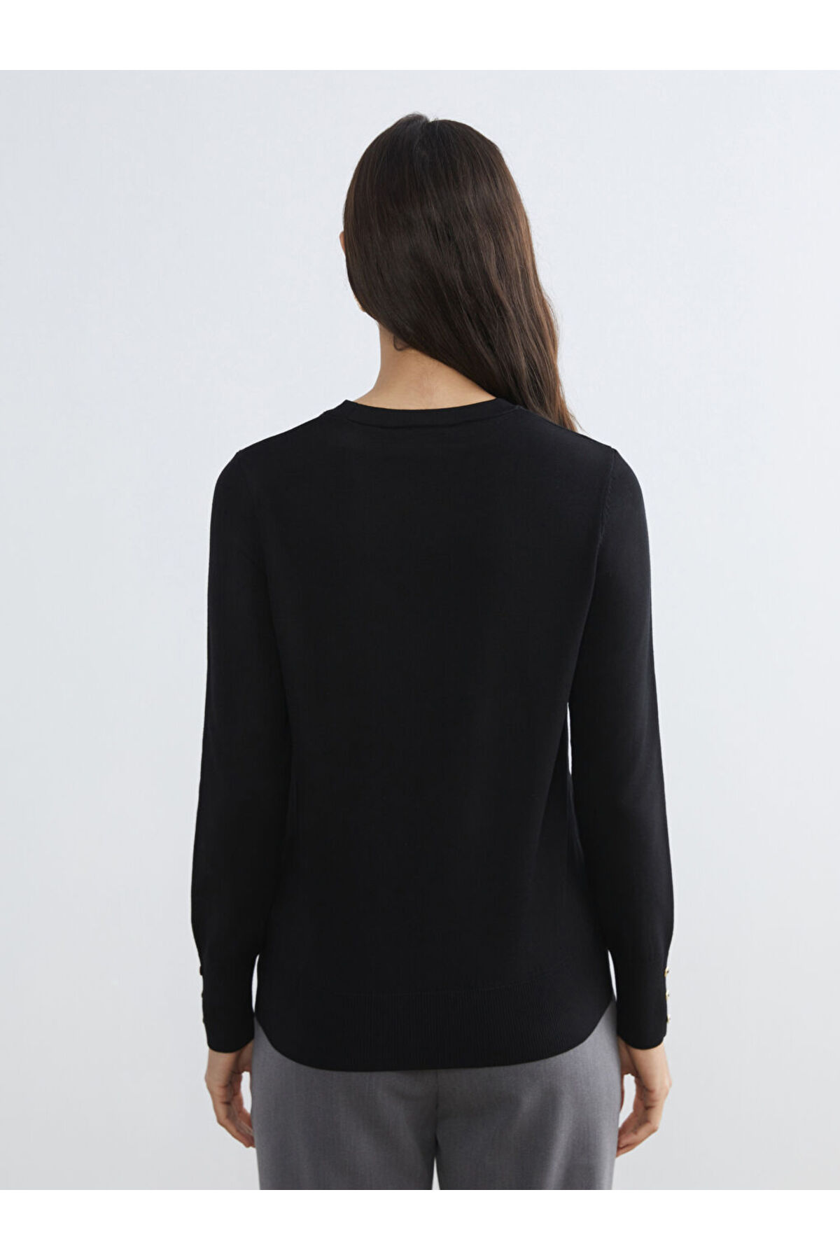LC Waikiki LCWAIKIKI Classic Siyah Bisiklet Yaka Kadın Triko Kazak fotoğrafı 4 (önizleme)