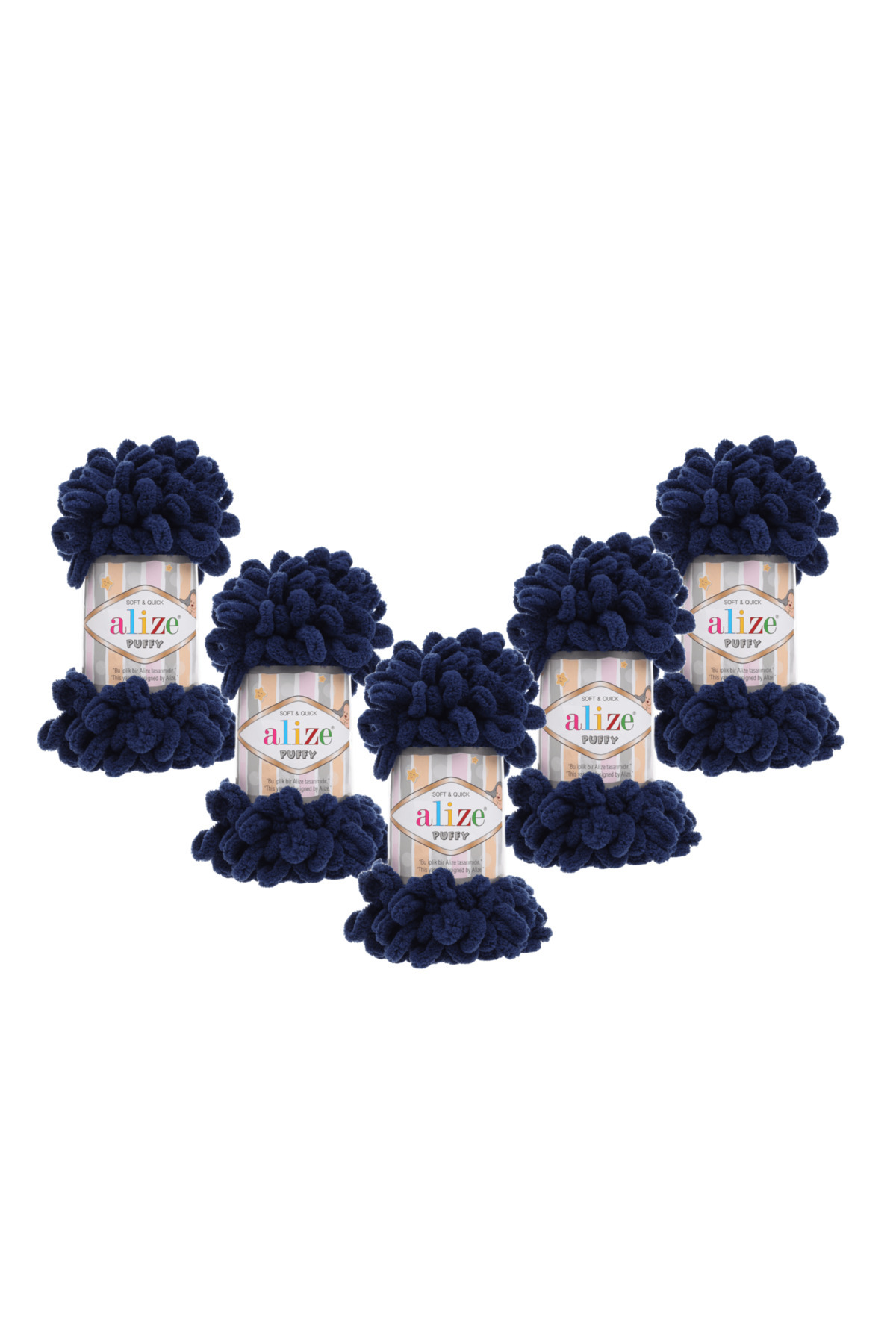 Puffy 58 Navy Blue - 5 Hand Knitting Yarns - Suitable for Blanket and Baby Knitting - 100 Gr. 9 Meters