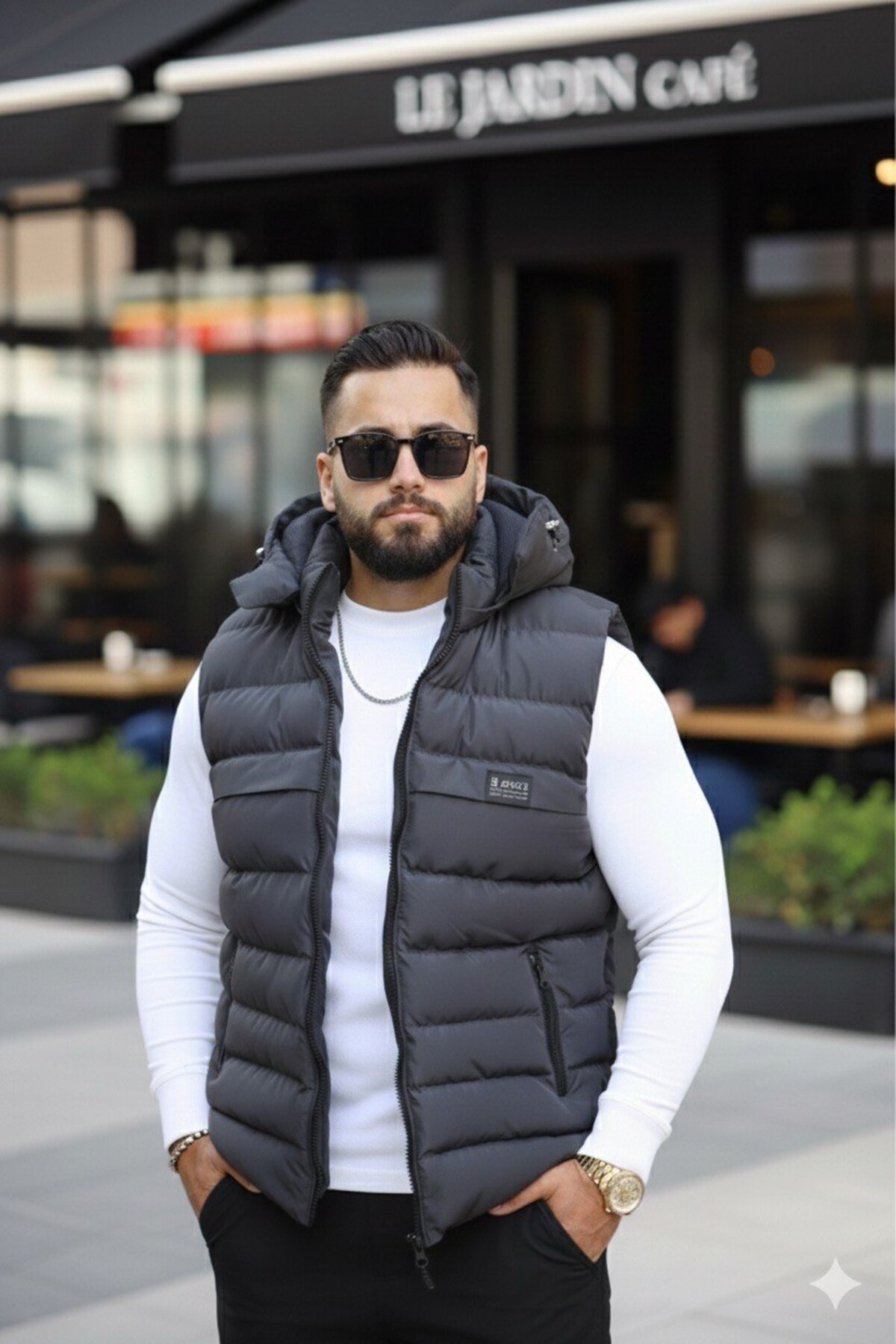 S&M CLOTHİNG YENİ SEZON ERKEK ÇIKARILABİLİR KAPÜŞONLU ŞİŞME YELEK