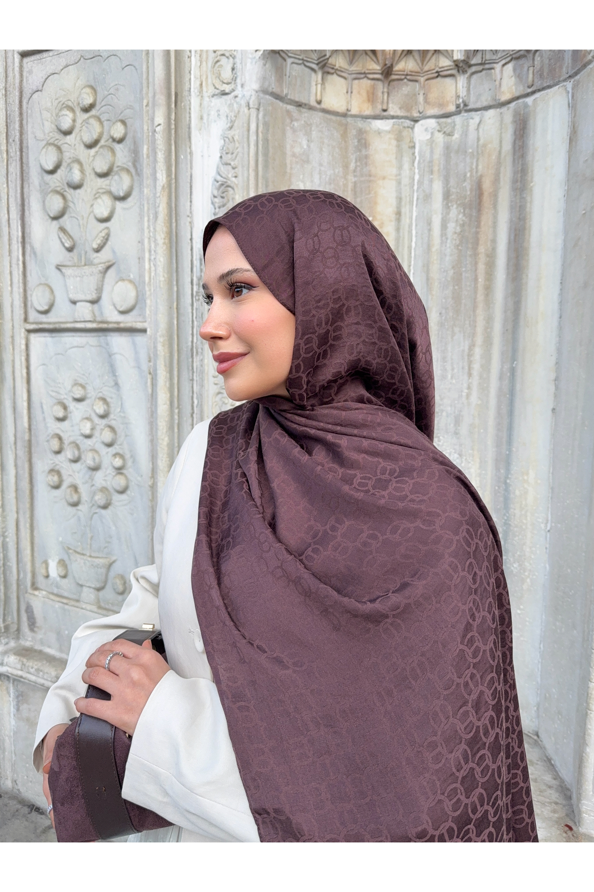 Mira İpek  Halka Desen Pamuklu Ayrobin Jakar Şal - Görsel 8