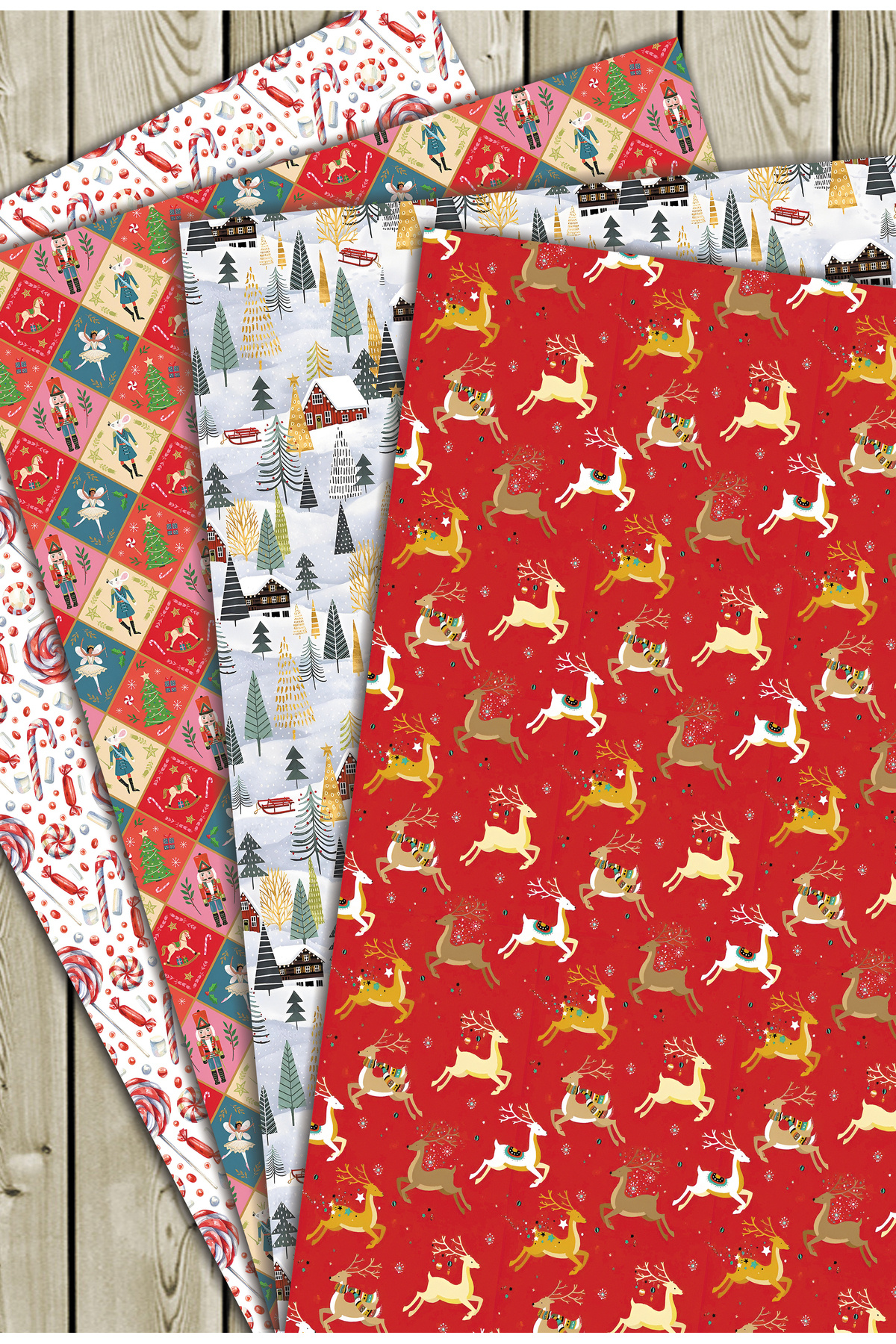 Mia Pera 35 X 50 Cm Yılbaşı Hediye Paketleme Ambalaj Kağıdı (4’LÜ PAKET)