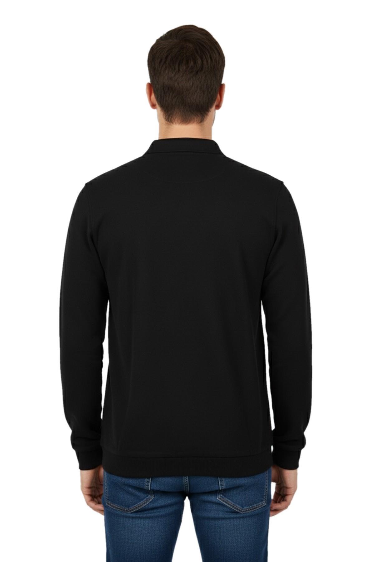 DYNAMO Erkek Büyük Beden Polo Yaka Cepli Selanik Sweatshirt BGL-ST04925 görsel 3