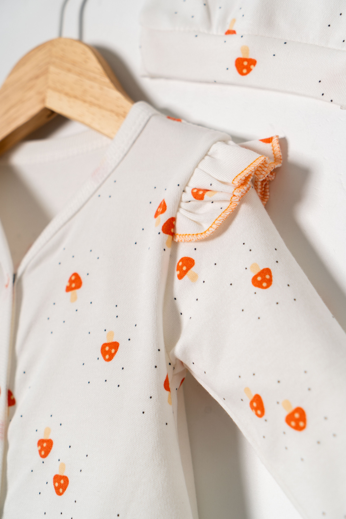 Miniday Baby Kız Bebek Baskılı Tulum Şapkalı Mantar Yeni doğan Pamuklu Hastane çıkışı Uyku Tulumu Çıtçıtlı fotoğrafı 3 (önizleme)