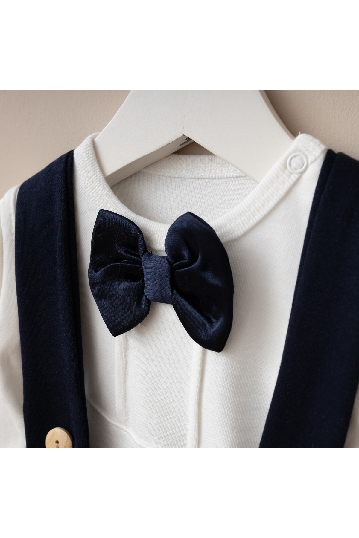 Minimus Yenidoğan Erkek Bebek Pamuklu Salopet Takımı Mevlüt Özel Gün 2’li Papyonlu Zıbın Askılı Pantolon Set fotoğrafı 4 (önizleme)