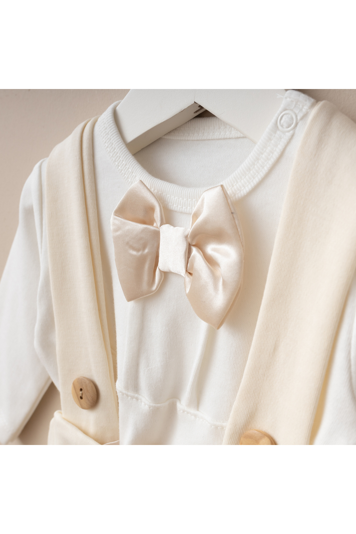 Minimus Yenidoğan Erkek Bebek Pamuklu Salopet Takımı Mevlüt Özel Gün 2’li Papyonlu Zıbın Askılı Pantolon Set fotoğrafı 3 (önizleme)