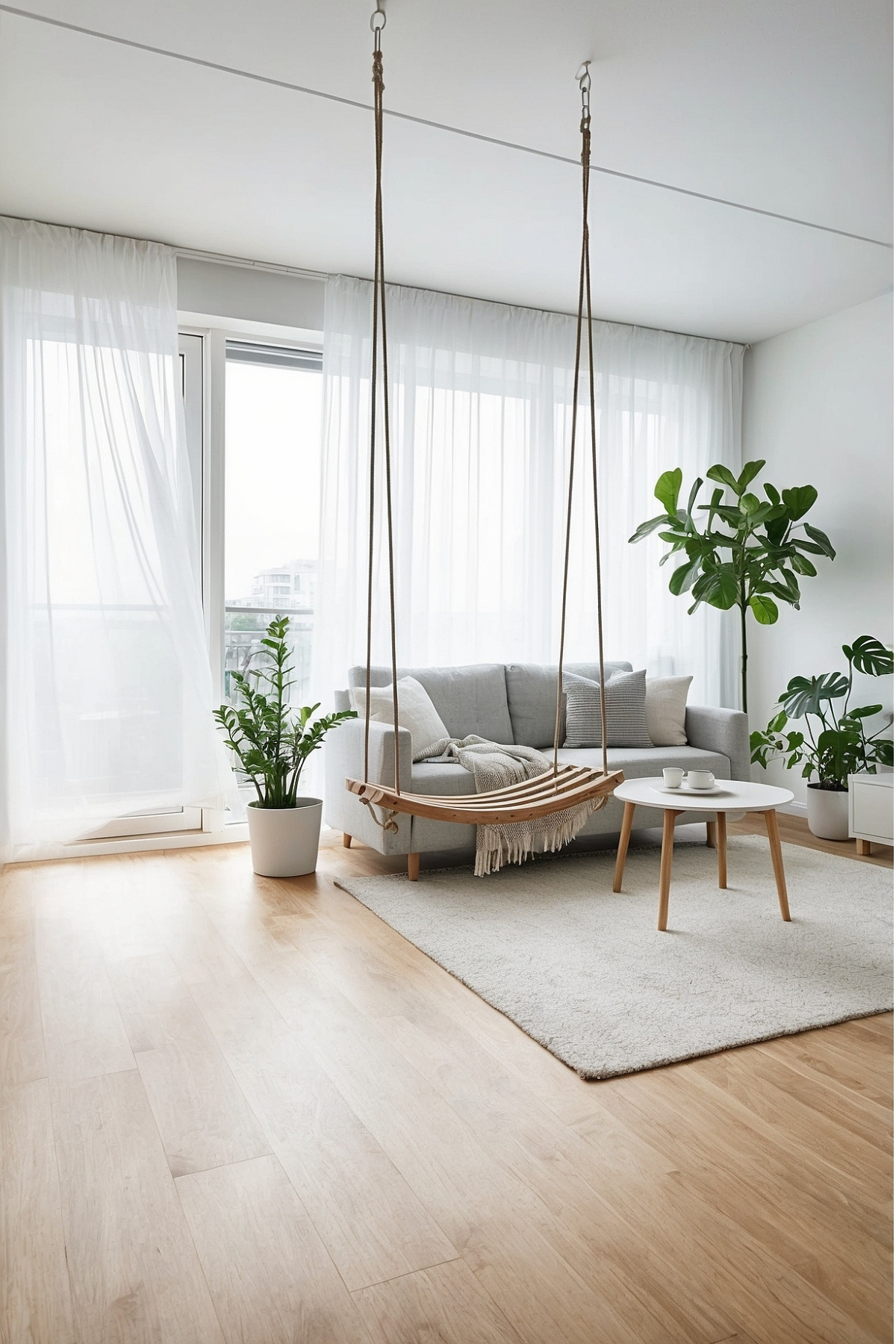 Svava Premium Doğal Kayın Ahşap Çocuk Salıncağı | İç-Dış Mekan | 24x67x240 cm | 8 mm Jüt Halat fotoğrafı 3 (önizleme)