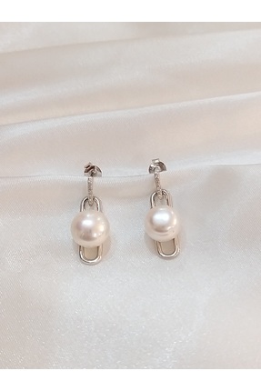 GÜNKAN GÜMÜŞ Doğal İnci ve Zirkon Taşlı 925 Ayar Gümüş Küpe