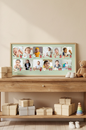 FourArts Kişiye Özel Bebek İlk 12 Ay Tablosu | Bebek Anı Panosu, Çocuk Odası ...