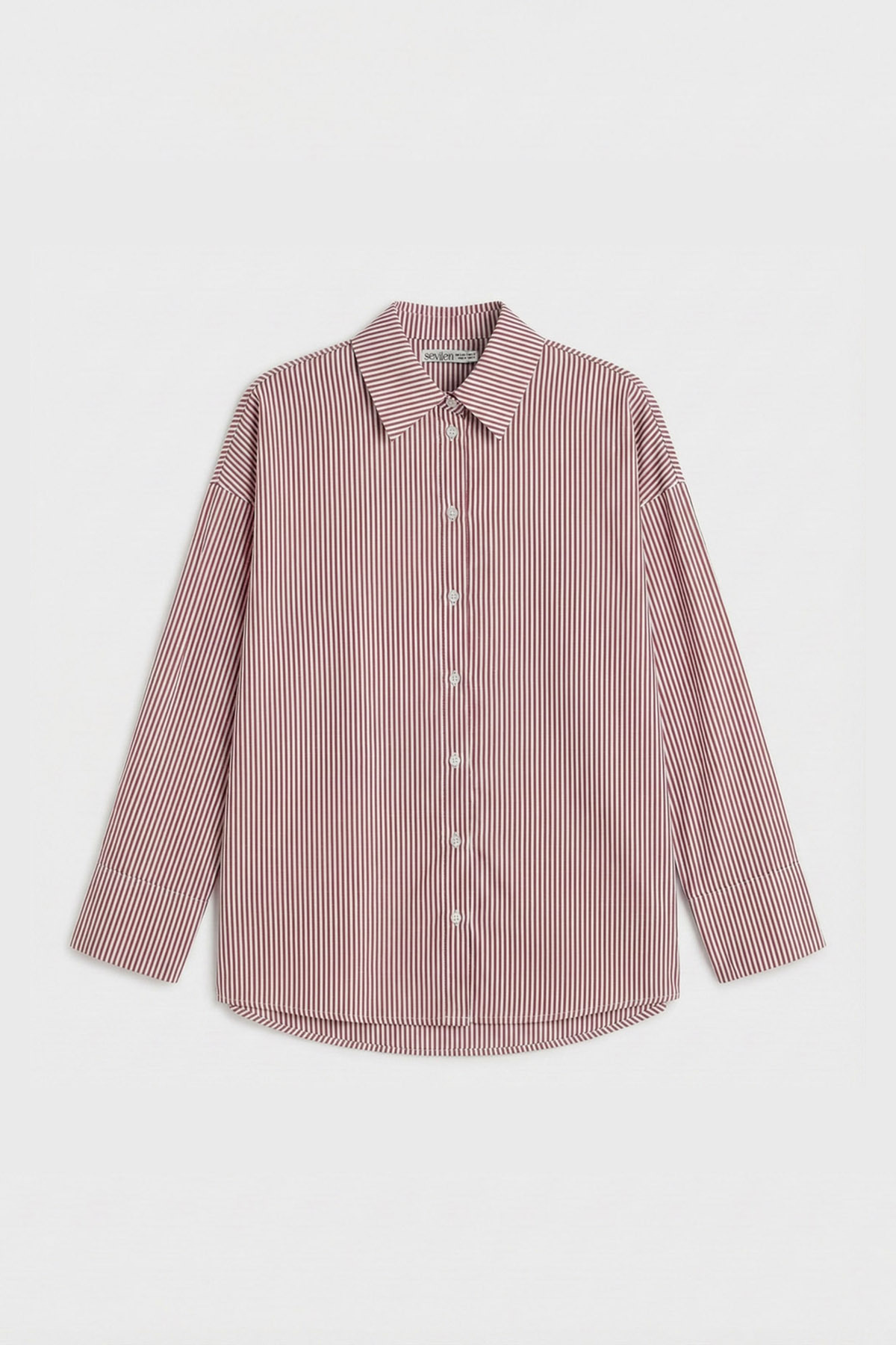 SEVİLEN  Gold CVC Dokulu "No-Iron Effect" Oversize Çizgili Gömlek