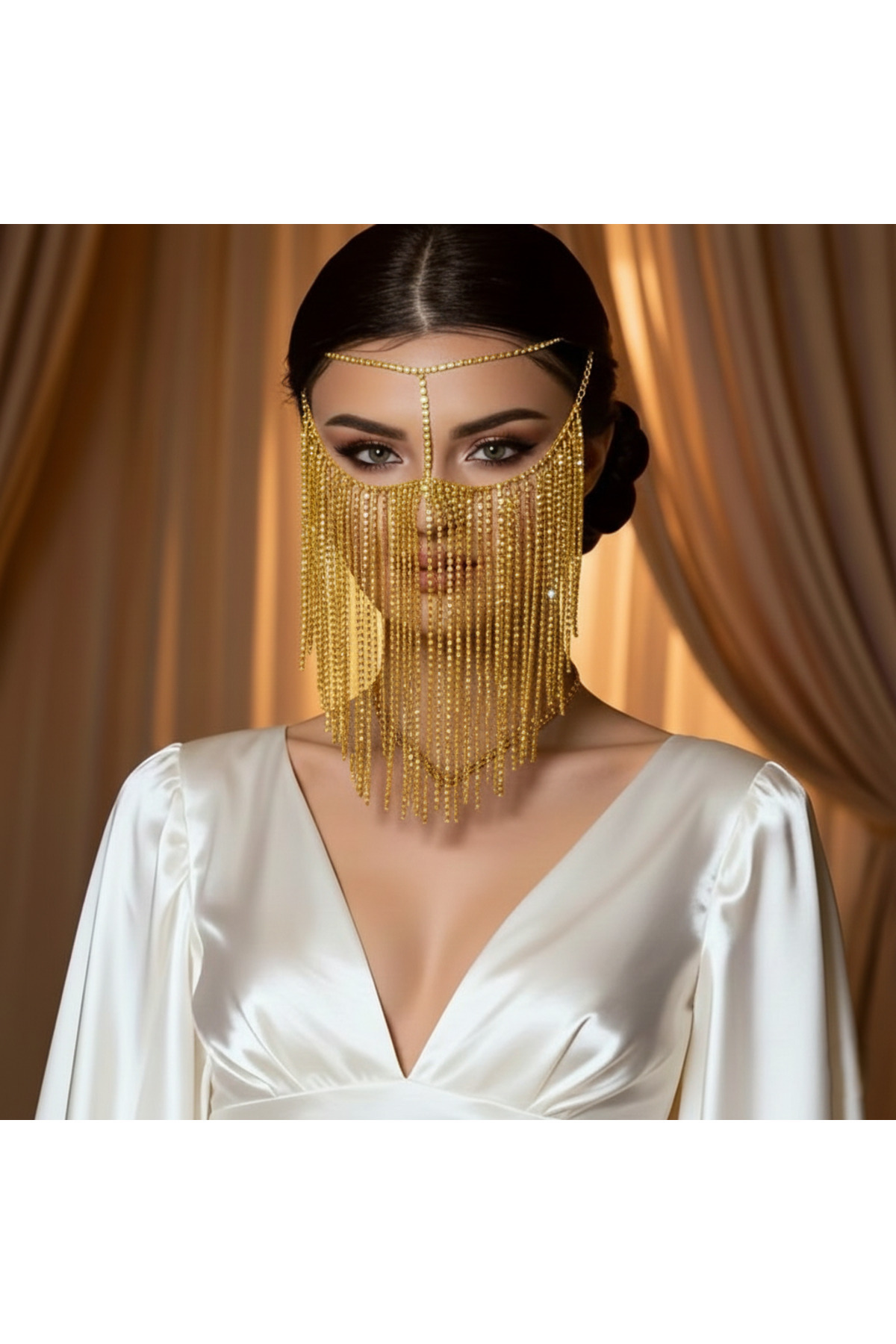 Kristal Taşlı Luxury Maske, Vücut Aksesuarı, Alınlık