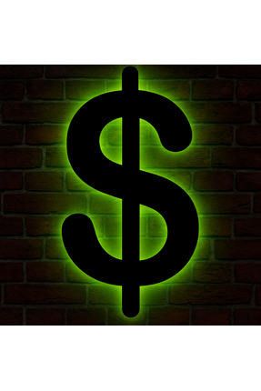 Joyvera Amerikan Doları / Usd Duvar Dekorasyon Ürünü 25 X 46 X 3 (MDF YEŞİL LED)