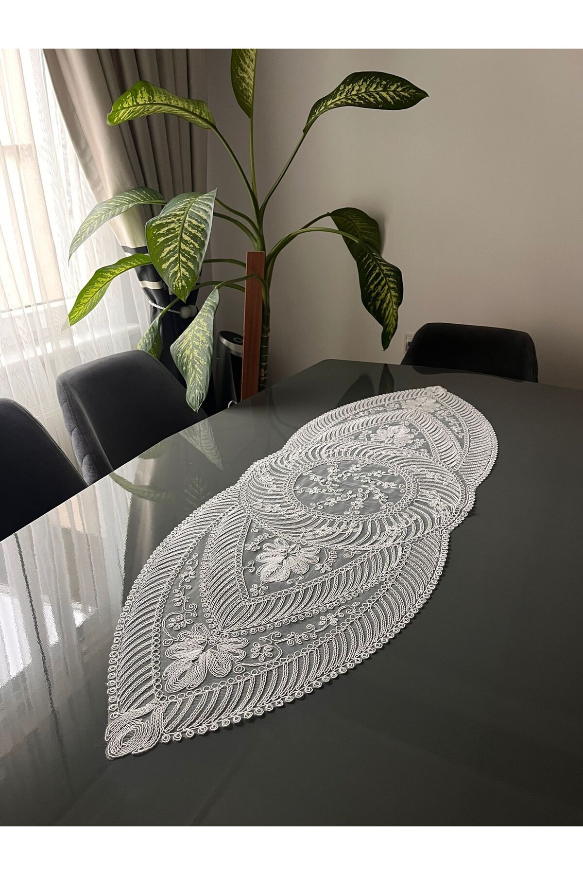 French Lace Luxury Tulle Guipure Stylish Single Runner 50x140cm