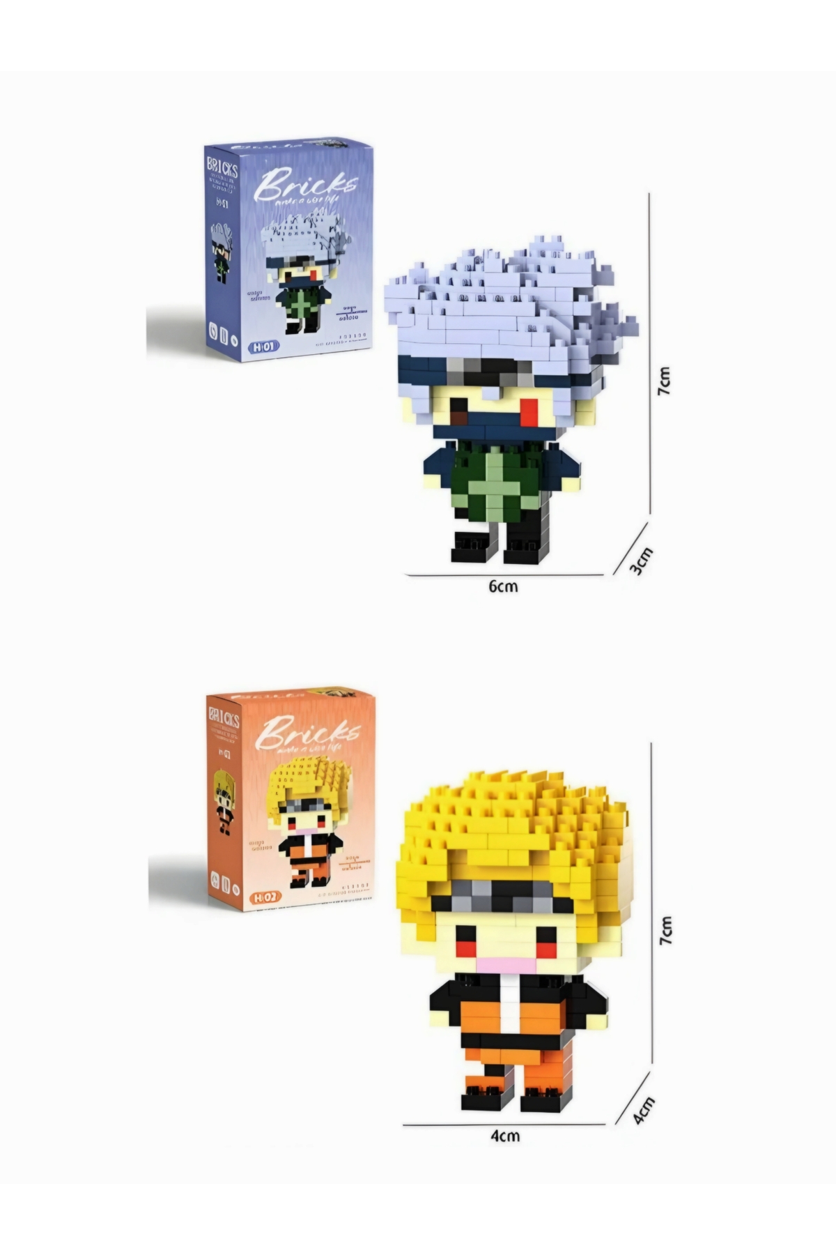 DEK BRICKS Naruto Uzumaki ve Kakashi Hatake Figür Yapı Oyuncakları