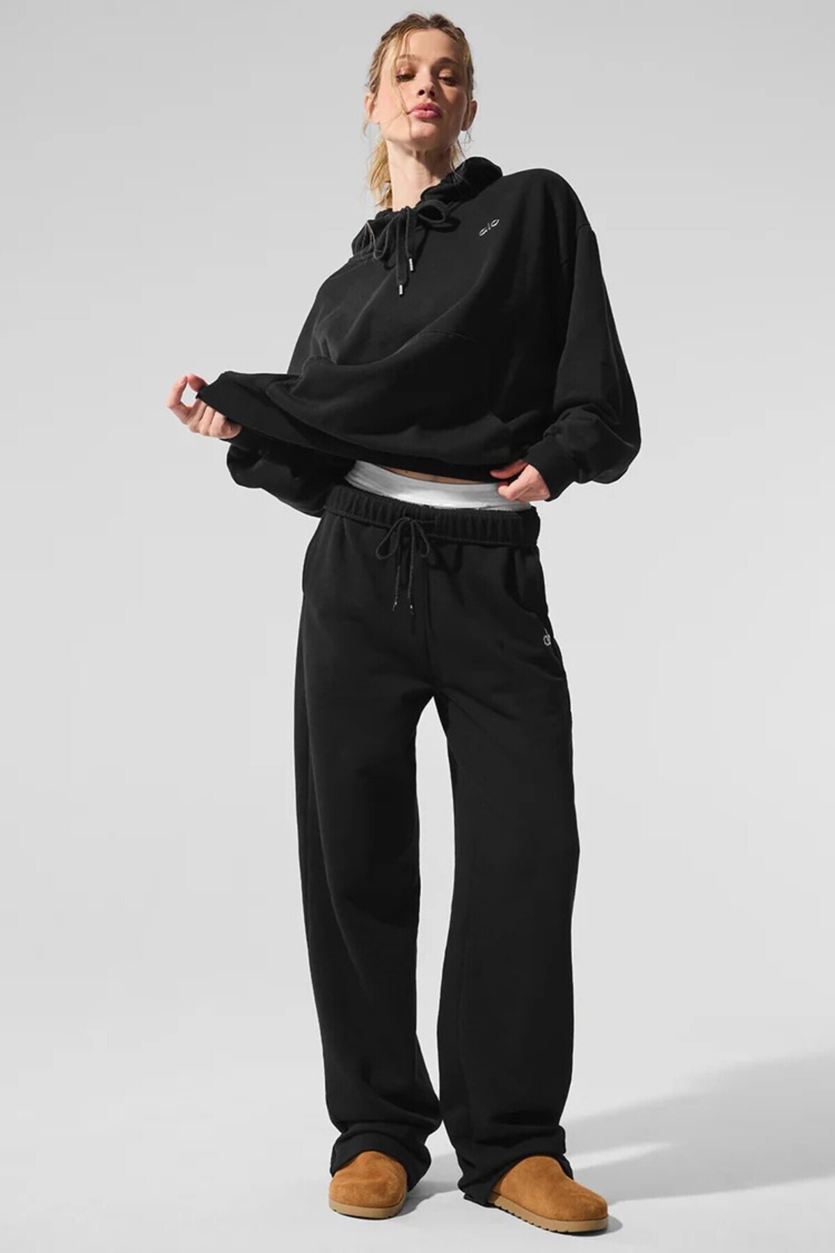 HepsitrentStore Black Drawstring Comfort Fit Straight Cut Sweatpants