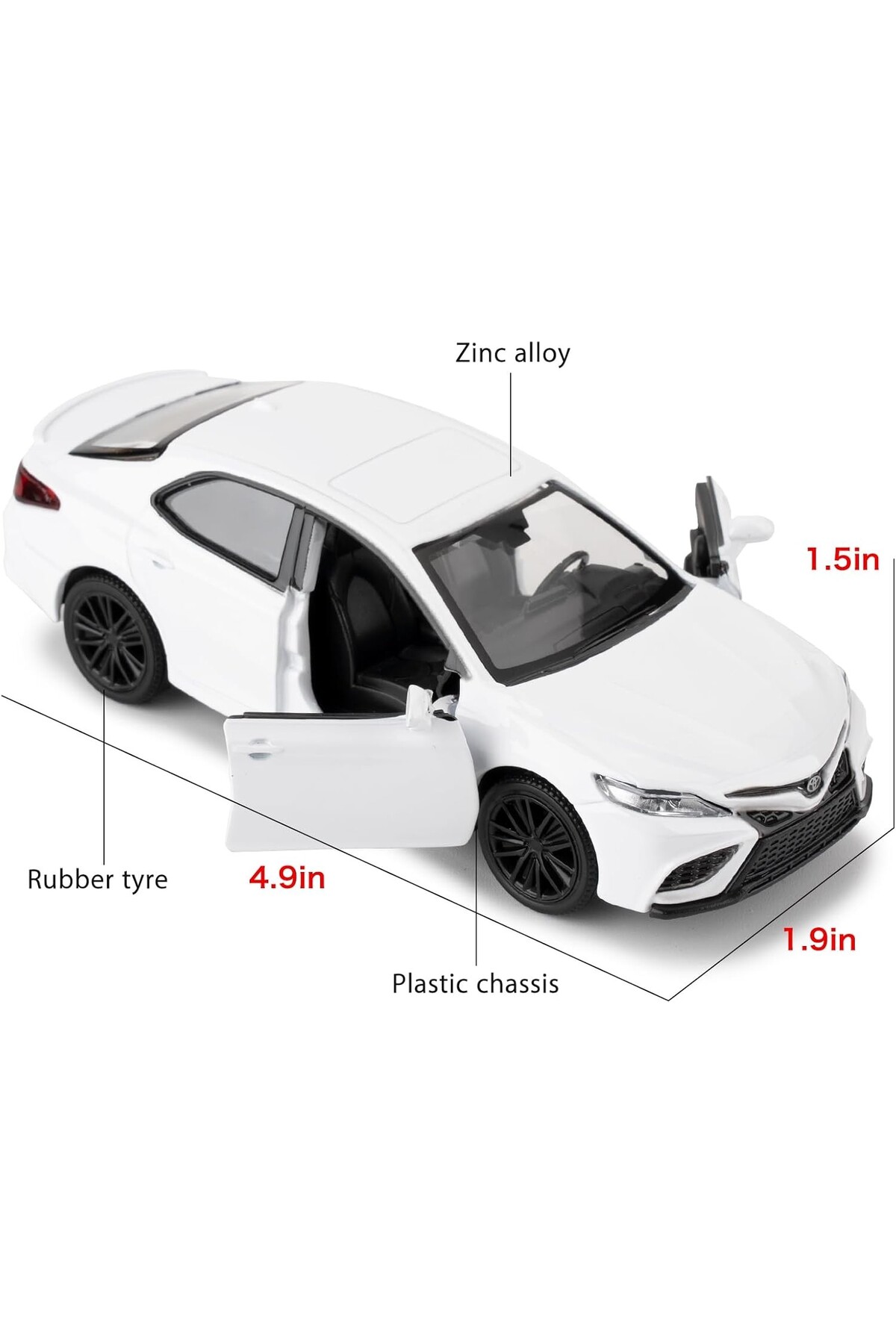 TOYFEST Uzak Doğu Serisi Toyota Camry Beyaz Açılır Kapılar DieCast