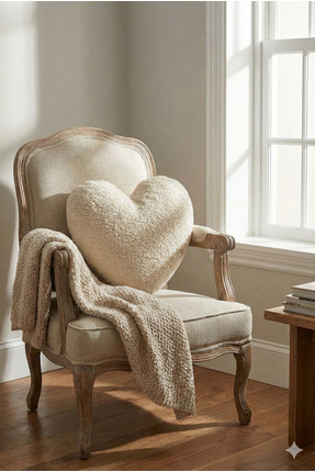 HSCO Teddy Kumaş Kalp Dekoratif Yastık Kırlent - Bukle Peluş Koltuk Yastığı