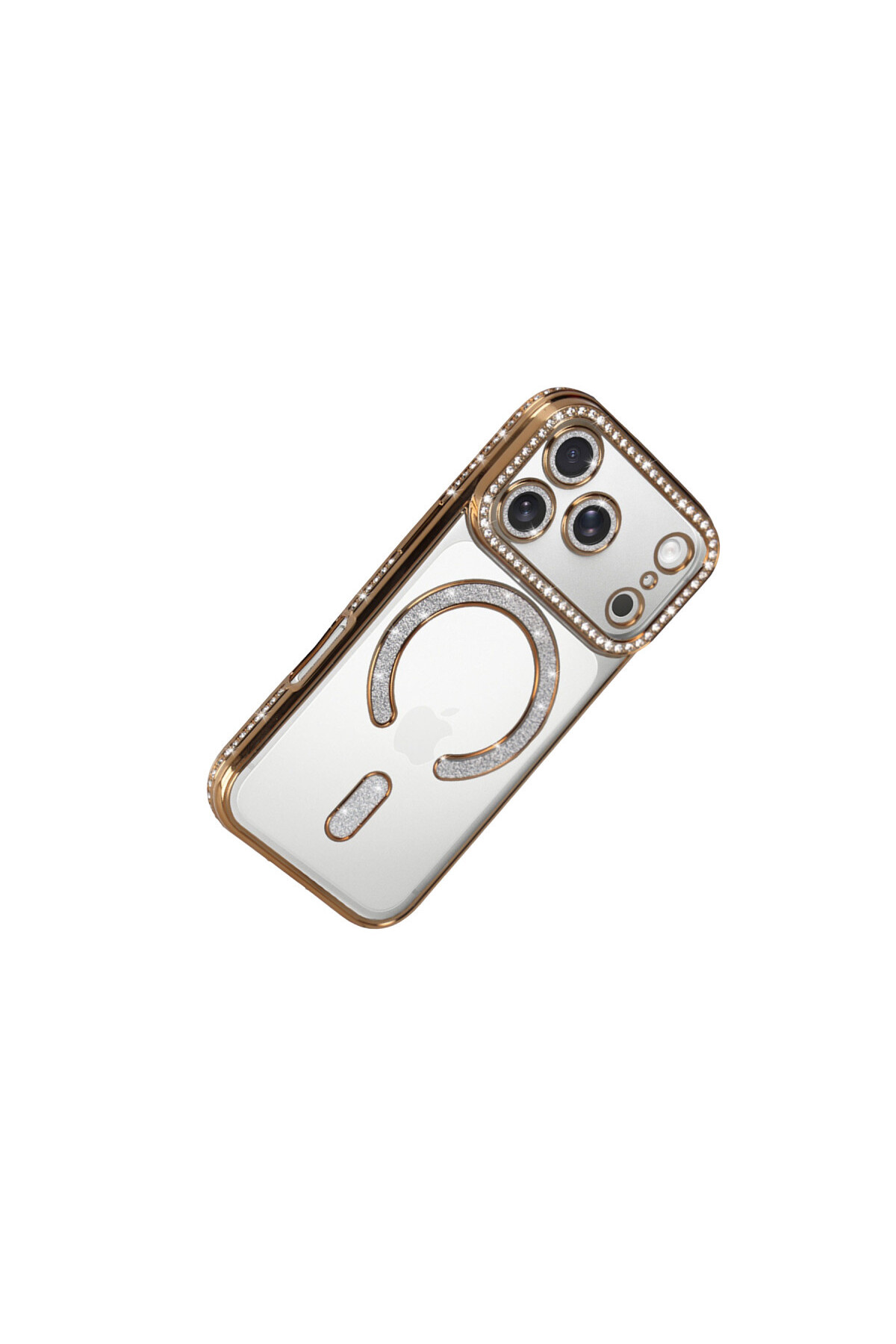 Apple iPhone 17 Pro İçin Uyumlu Parlak Taşlı Kamera Korumalı Magsafe Kılıf