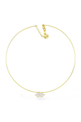 Masaliko Markiz Choker Gümüş Kolye – MS3845 | 925 Ayar, Altın Kaplama, Zirkon...