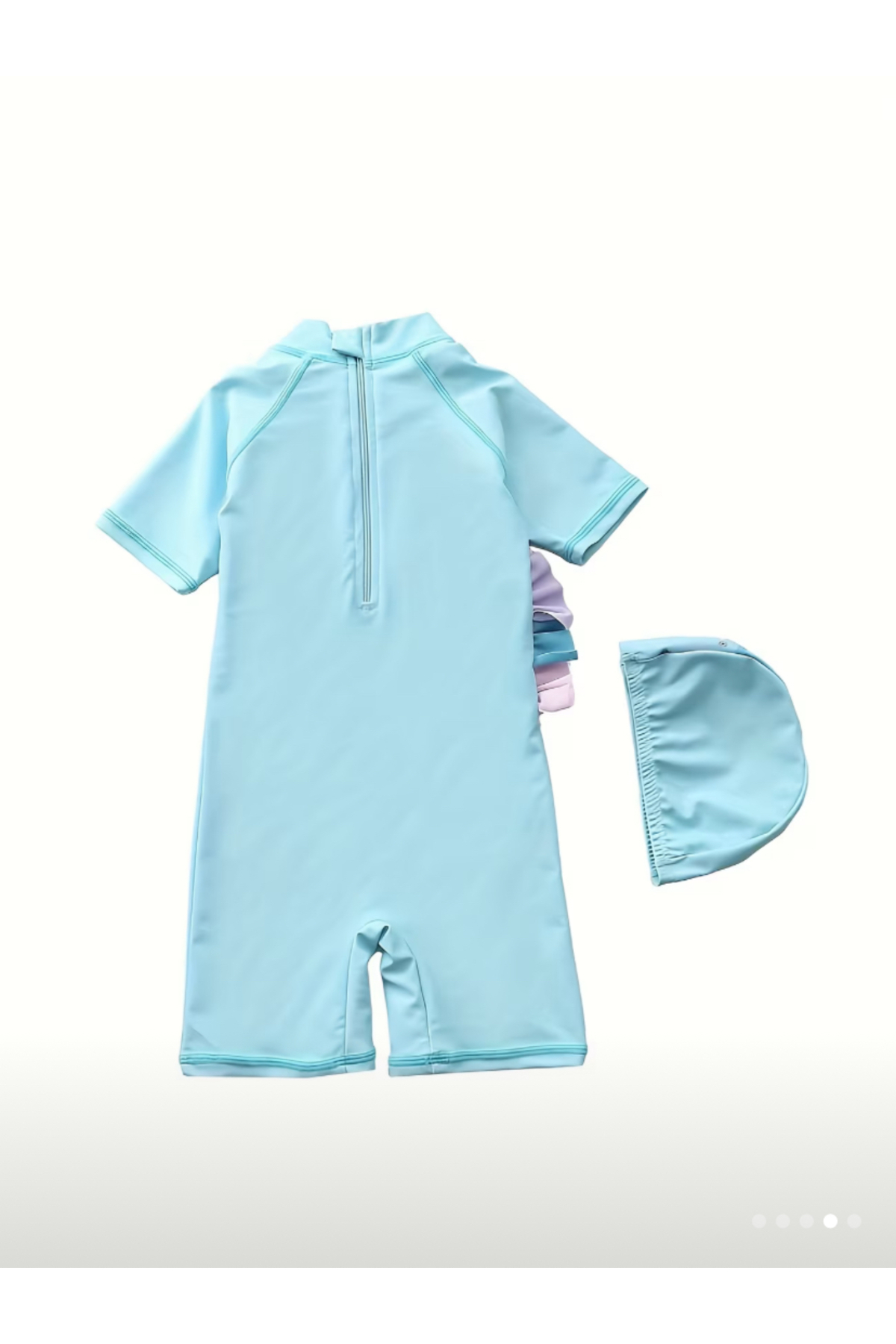 MODA Kız bebek unicorn baskılı kısa kollu tulum mayo, sevimli tasarım ve uyumlu bone seti fotoğrafı 2 (önizleme)