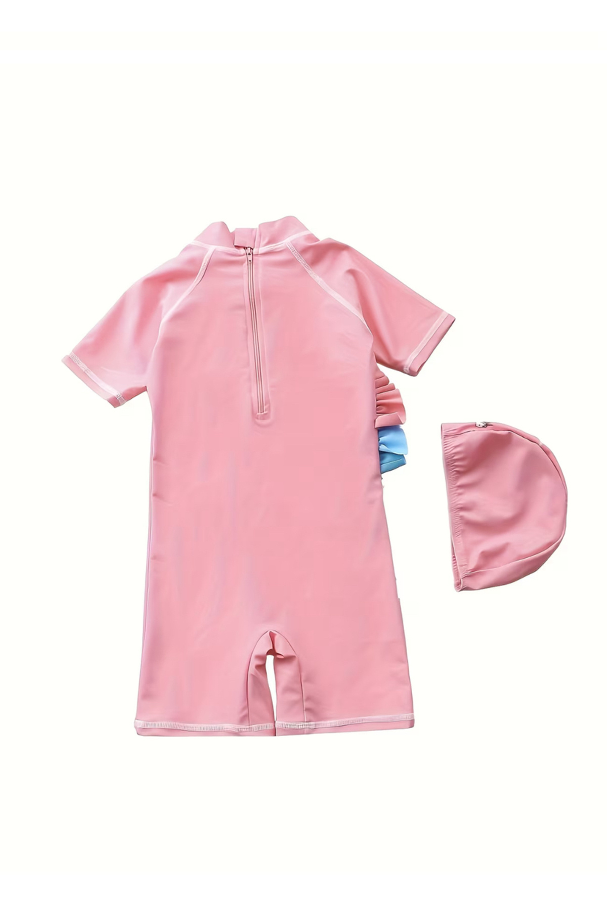 MODA Kız bebek unicorn baskılı kısa kollu tulum mayo, sevimli tasarım ve uyumlu bone seti fotoğrafı 2 (önizleme)