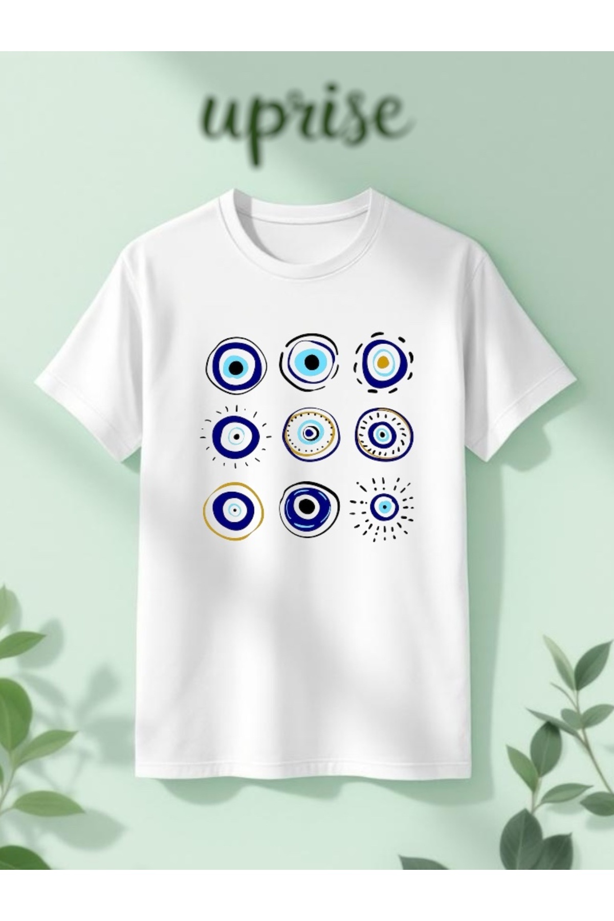 Vordevia Evil Eye Bead Printed Cotton Oversized T-Shirt