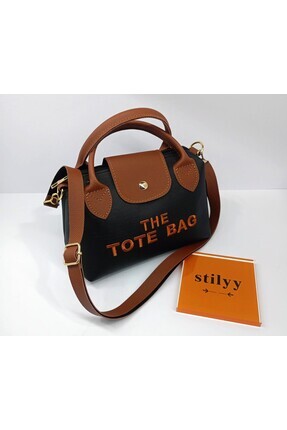 stilyy Siyah&Kahve ,Nakış İşlemeli ToteBag Kadın Çanta