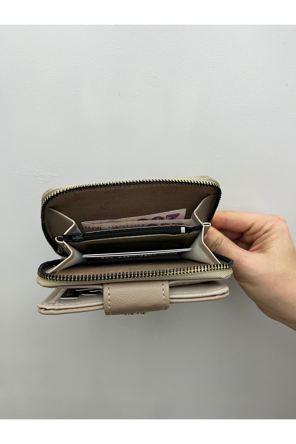 shiny ever  Vizon Yumuşak Deri Kadın Cüzdan Gold Detaylı - Görsel 5