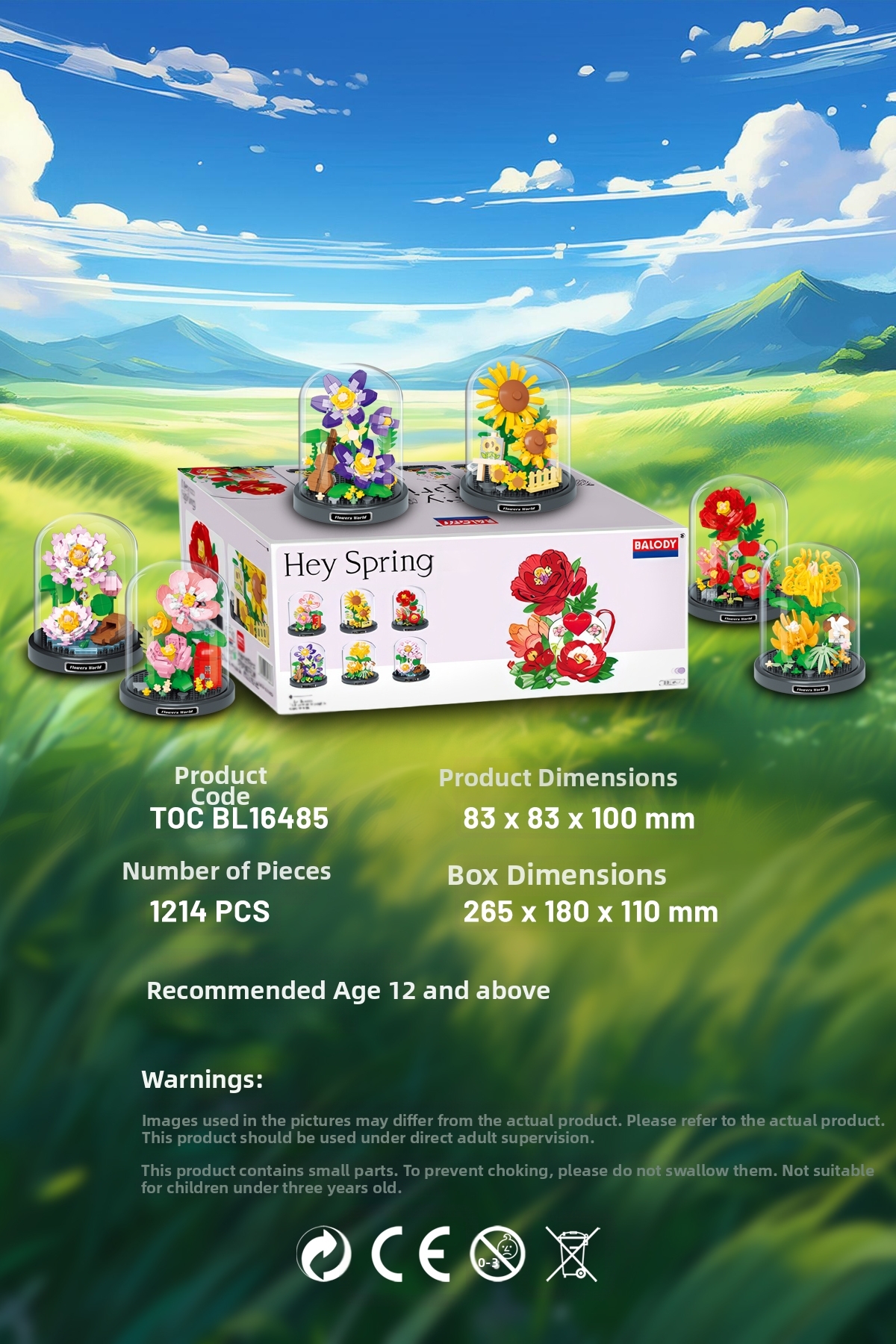 ست بلوکهای ساختمانی مجموعه گل ریز شیشهای ۶ تکه – ۱۲۱۴ قطعه