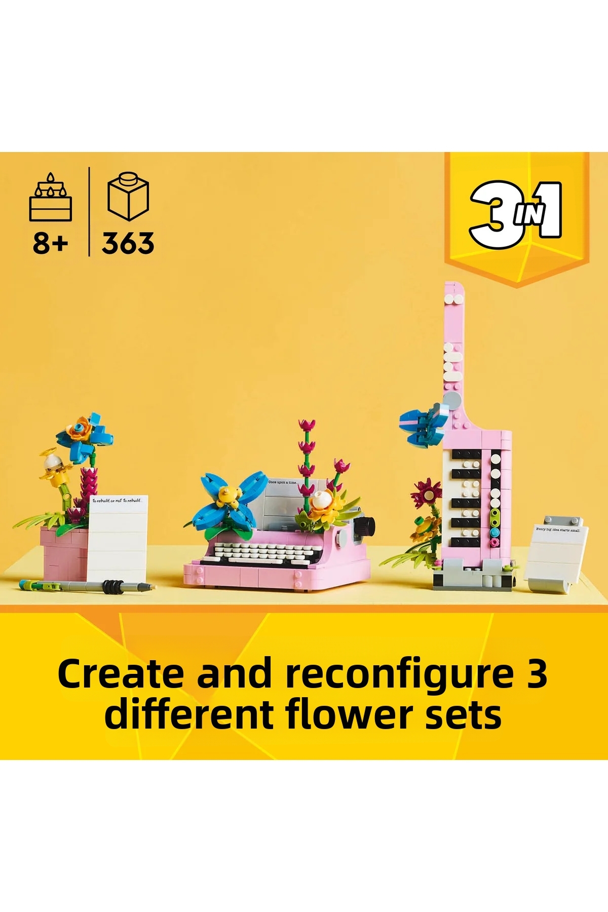® کریِیتور ماشین تحریر ۳ در ۱ با گل‌ها، مجموعه اسباب‌بازی ۳۱۱۶۹