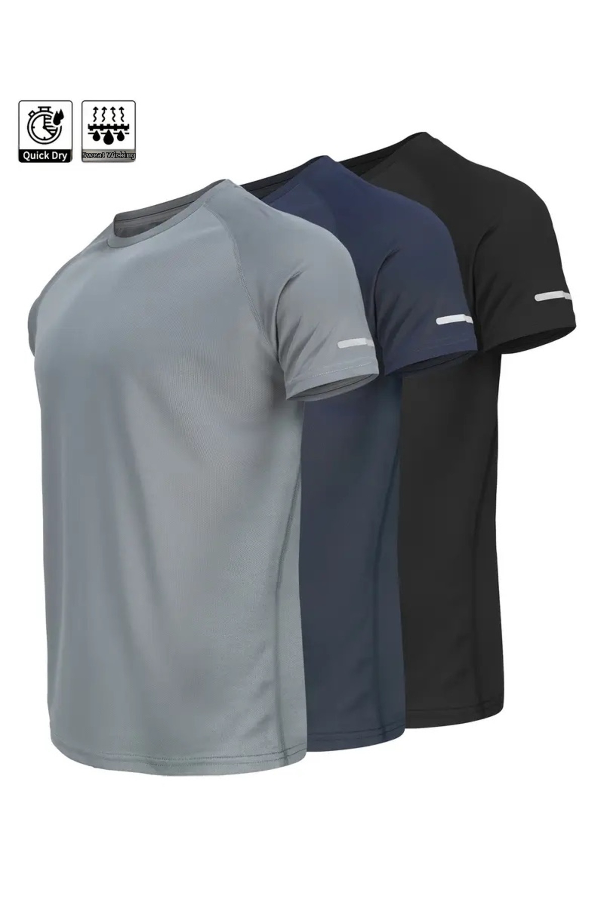 pandy Αθλητικό μπλουζάκι αθλητικής τεχνικής απόδοσης 3 συσκευασιών με δυνατότ...