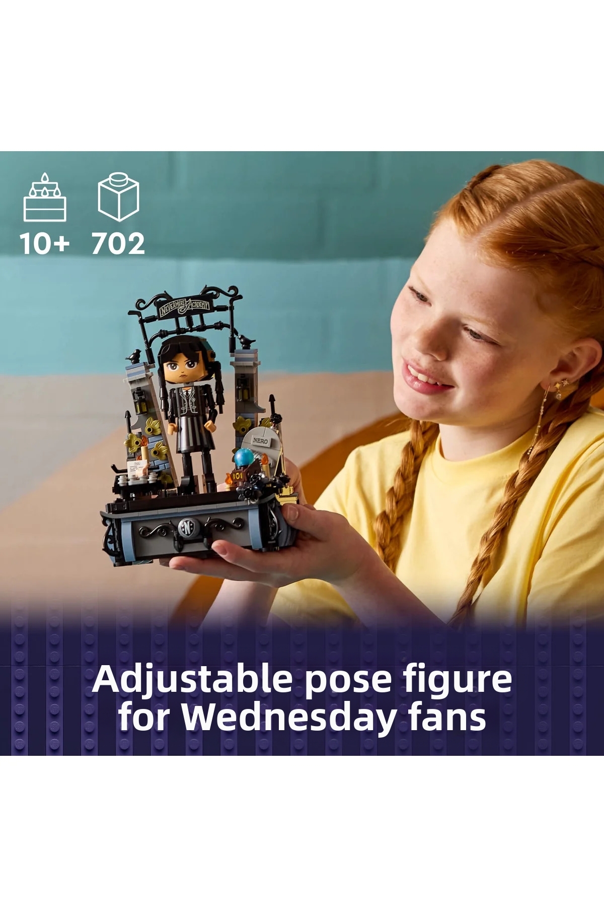 ® چهارشنبه: فیگور Wednesday Addams شماره ۷۶۷۸۰ – ست ساختنی خلاقانه اسباببازی برای کودکان ۱۰+ (۷۰۲P)