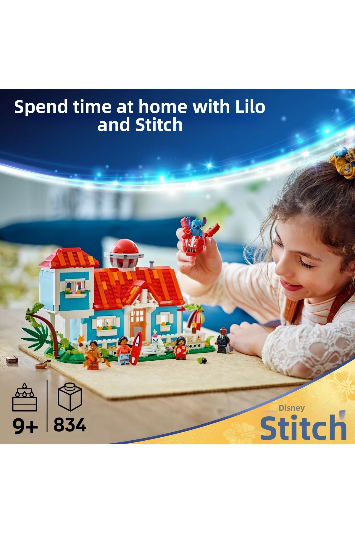 | اسباب‌بازی ساختنی خانه ساحلی لیلو و استیچ دیزنی با ۶ اتاق، رصدخانه پشت‌بام و یک فضاپیما