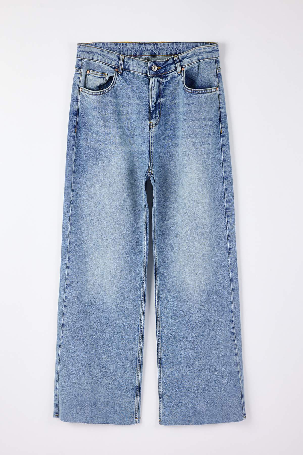 Trendyolmilla  Mavi Yüksek Bel Geniş Paça/ Wide Leg Comfort/Orta Esnek Büyük Beden Jeans TBBAW26CJ00059 - Görsel 2