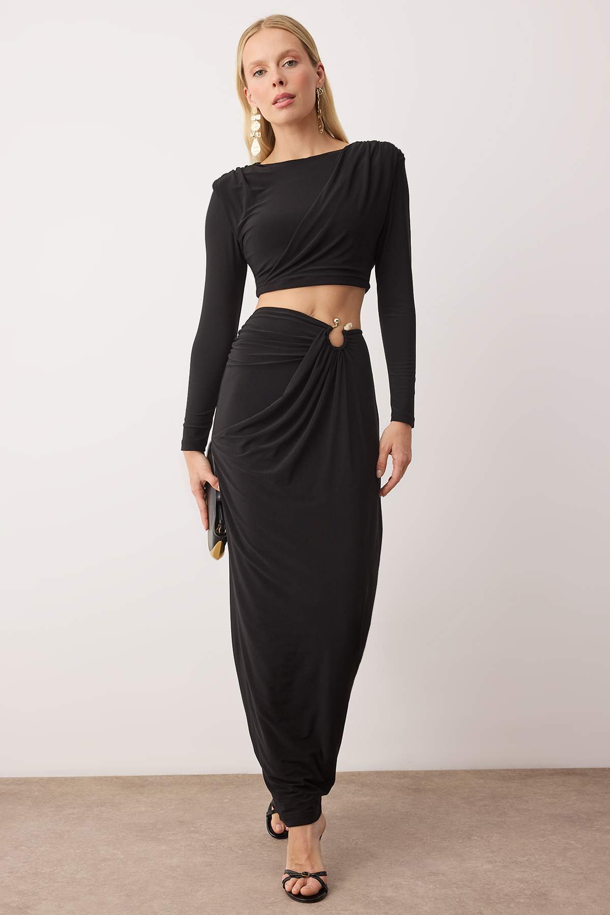 Trendyolmilla  Siyah Aksesuar Detaylı Party Alt - Üst Takım TPRAW26AU00003 Alt-Üst Takım TPRAW26AU00003 - Görsel 2